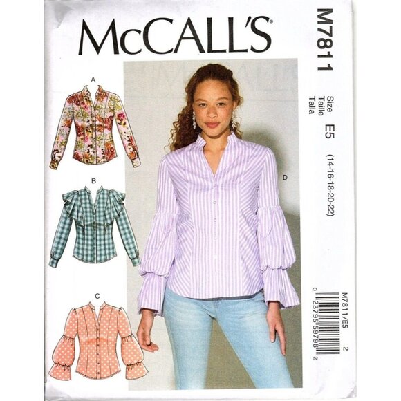 McCall's M7811 Misses 14 to 22 Button Up Top Uncut Sewing Pattern - Picture 1 of 2